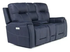 Mor Furniture Kingston 3 Power Sofa & Console Loveseat In Ocean Blue