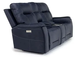 Mor Furniture Kingston 3 Power Sofa & Console Loveseat In Ocean Blue