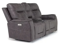 Mor Furniture Kingston 3 Power Sofa & Console Loveseat In Ocean Blue