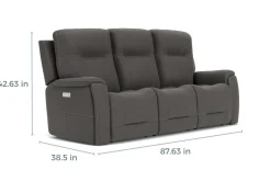 Mor Furniture Kingston 3 Power Sofa & Console Loveseat In Ocean Blue