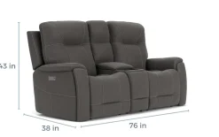 Mor Furniture Kingston 3 Power Sofa & Console Loveseat In Ocean Blue