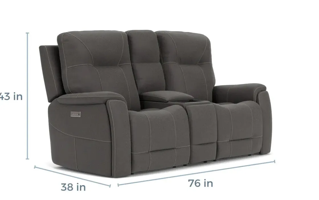 Mor Furniture Kingston 3 Power Sofa & Console Loveseat In Ocean Blue