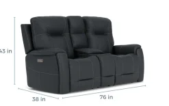 Mor Furniture Kingston 3 Power Sofa & Console Loveseat In Ocean Blue