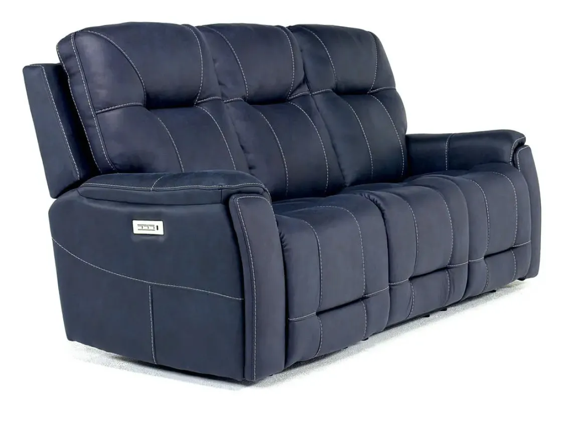 Mor Furniture Kingston 3 Power Sofa & Console Loveseat In Ocean Blue