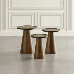 Mor Furniture Knox Accent Nesting Tables In Chestnut, Set Of 3
