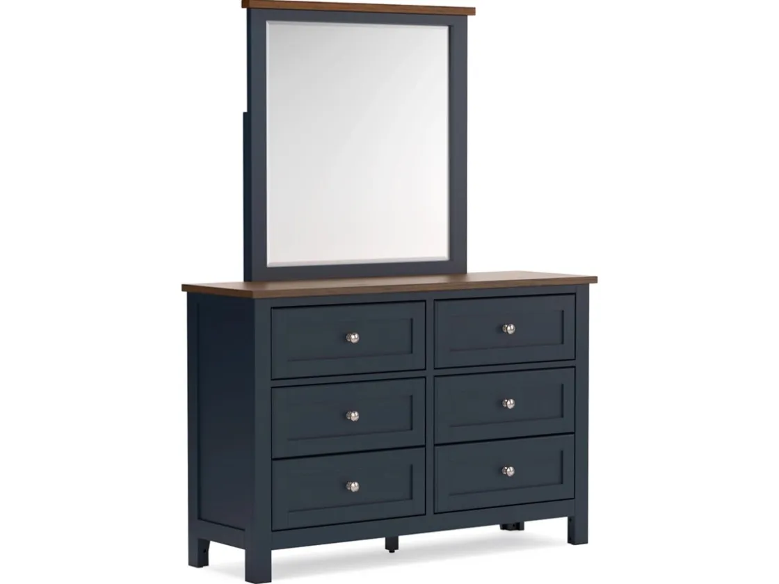 Mor Furniture Landocken Mirror In Brown/Blue