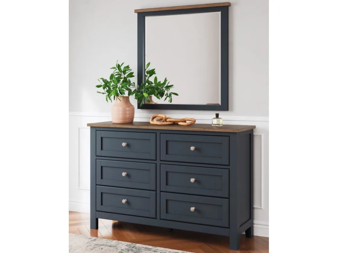 Mor Furniture Landocken Mirror In Brown/Blue
