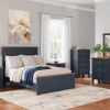Mor Furniture Landocken Panel Bed, Dresser, Mirror & Nightstand In Brown/Blue, Twin