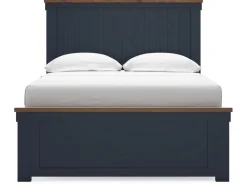 Mor Furniture Landocken Panel Bed In Brown/Blue, Twin