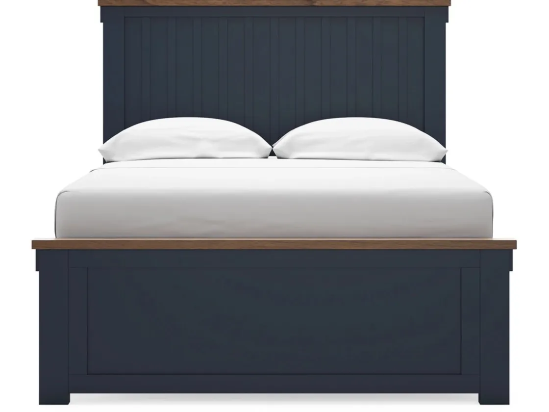 Mor Furniture Landocken Panel Bed In Brown/Blue, Twin
