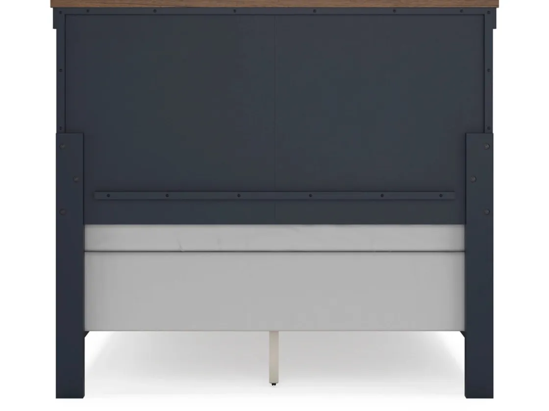 Mor Furniture Landocken Panel Bed In Brown/Blue, Twin