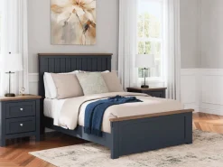 Mor Furniture Landocken Panel Bed In Brown/Blue, Twin