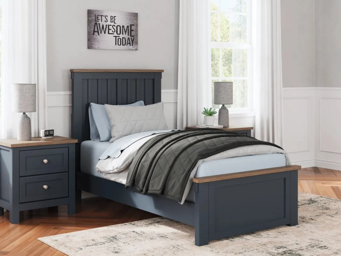 Mor Furniture Landocken Panel Bed In Brown/Blue, Twin