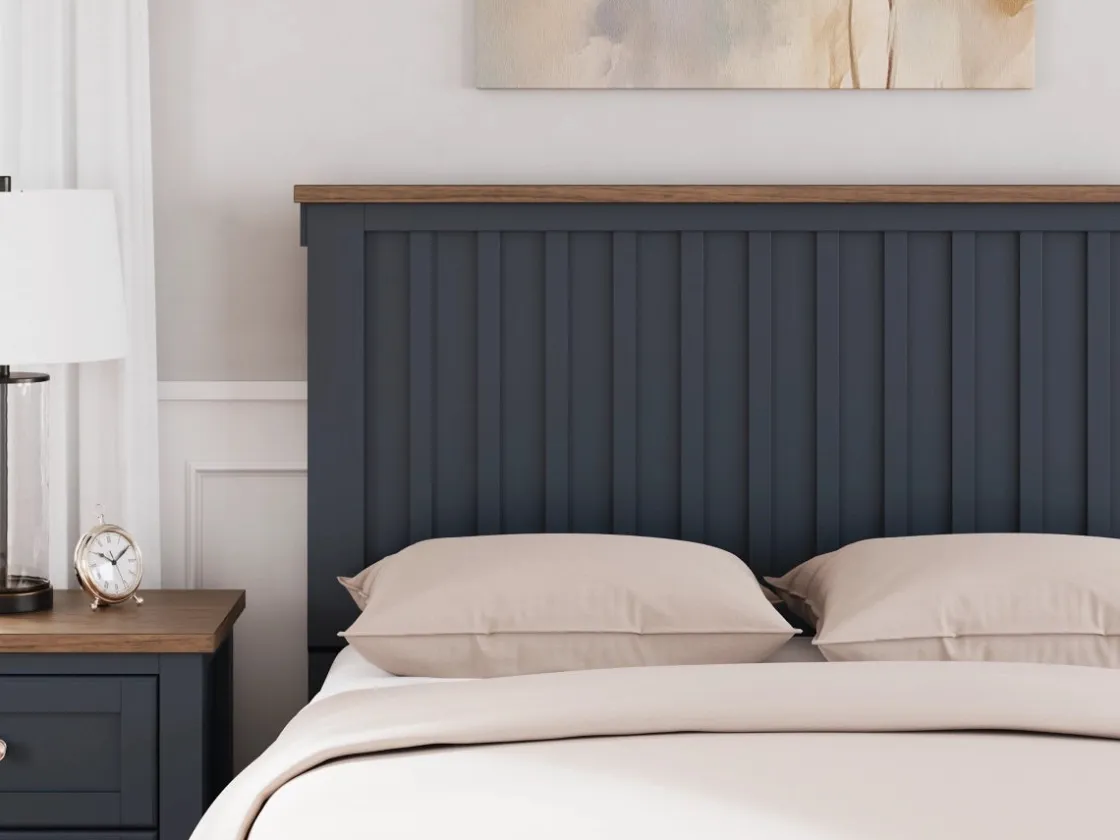 Mor Furniture Landocken Panel Bed In Brown/Blue, Twin