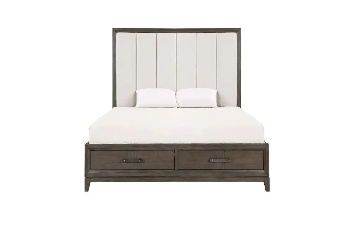 Mor Furniture Landon Upholstered Panel Bed In Walnut, Queen