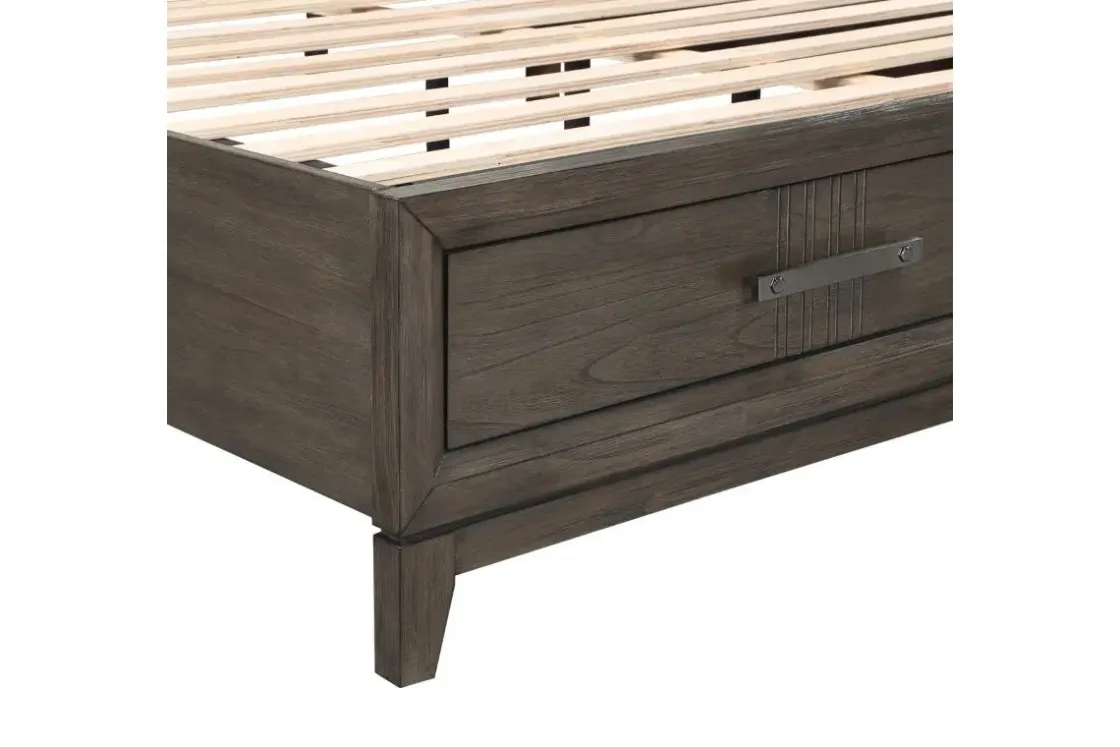 Mor Furniture Landon Upholstered Panel Bed In Walnut, Queen
