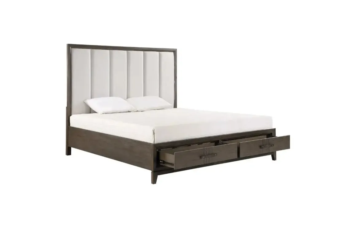 Mor Furniture Landon Upholstered Panel Bed In Walnut, Queen