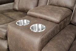 Mor Furniture Lantana 2 Power Console Loveseat In Rocky Gray/Brown