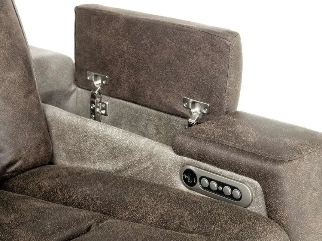 Mor Furniture Lantana 2 Power Console Loveseat In Rocky Gray/Brown
