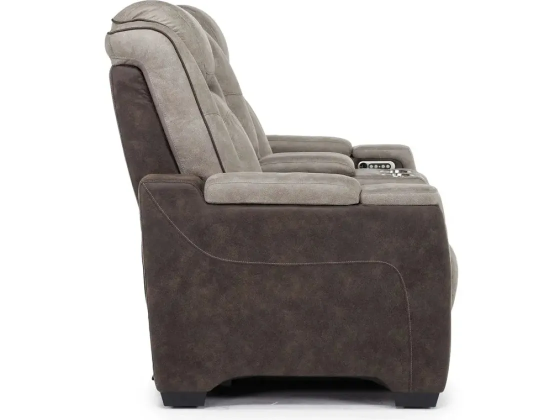 Mor Furniture Lantana 2 Power Console Loveseat In Rocky Gray/Brown