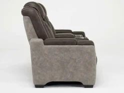 Mor Furniture Lantana 2 Power Console Loveseat In Rocky Gray/Brown