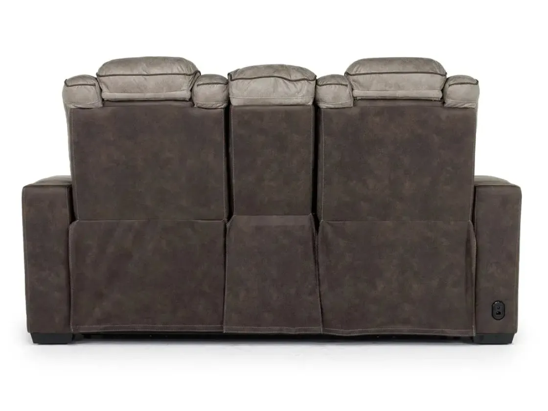Mor Furniture Lantana 2 Power Console Loveseat In Rocky Gray/Brown