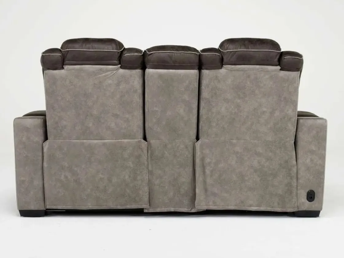 Mor Furniture Lantana 2 Power Console Loveseat In Rocky Gray/Brown