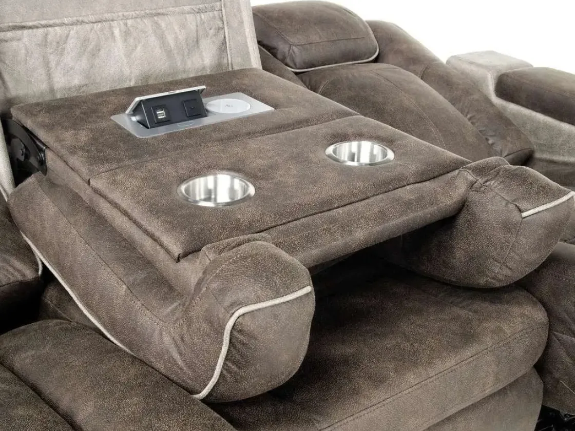 Mor Furniture Lantana 2 Power Sofa In Rocky Gray/Brown