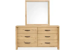Mor Furniture Laramie Panel Bed, Dresser, Mirror & 2 Drawer Nightstand In Honey Wheat, Queen