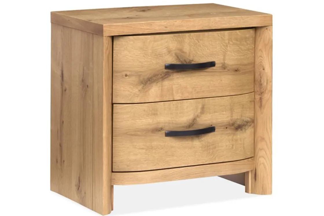 Mor Furniture Laramie Panel Bed, Dresser, Mirror & 2 Drawer Nightstand In Honey Wheat, Queen