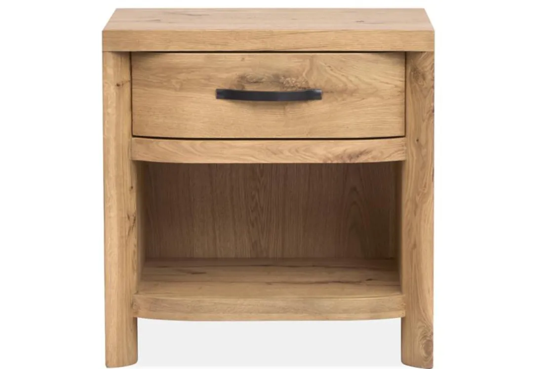 Mor Furniture Laramie Panel Bed, Dresser, Mirror & 2 Drawer Nightstand In Honey Wheat, Queen