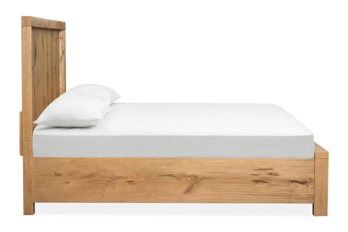 Mor Furniture Laramie Panel Bed W/ Storage In Honey Wheat, Queen