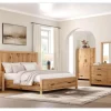 Mor Furniture Laramie Panel Bed W/ Storage, Dresser, Mirror & 2 Drawer Nightstand In Honey Wheat, Queen