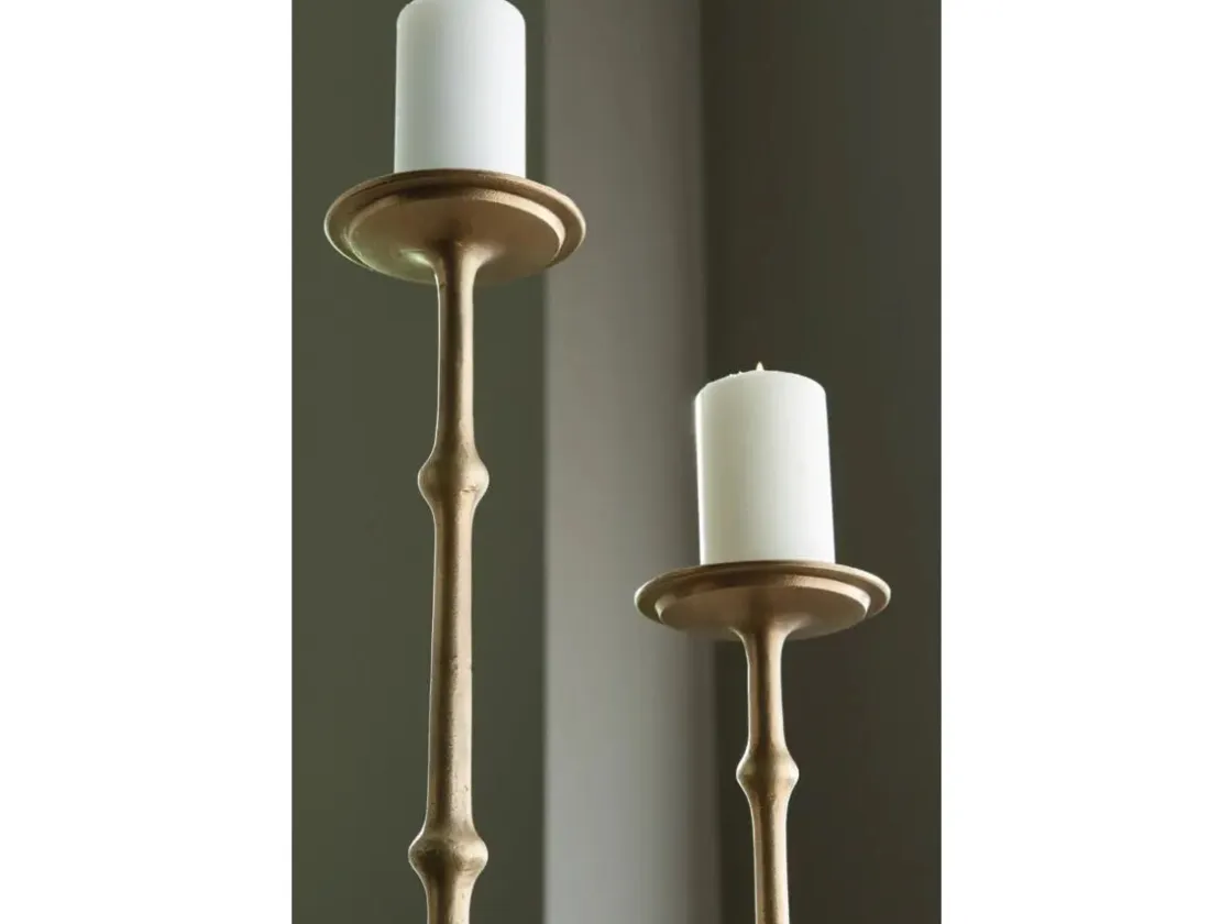 Mor Furniture Larwick Candleholders In Antiqued Brass Finish, Set Of 2