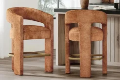 Mor Furniture Leslie Upholstered Counter Height Stool In Rust