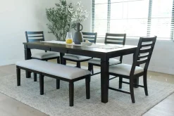 Mor Furniture Lincoln Dining Table, 4 Chairs & Bench In Dark Espresso