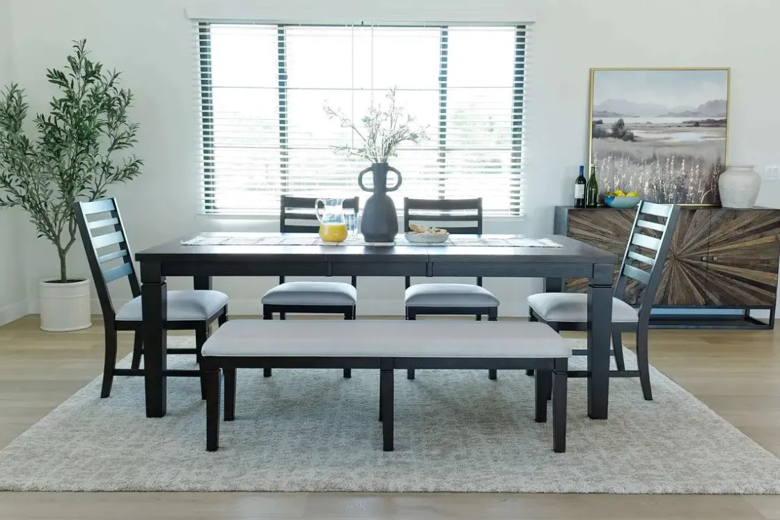 Mor Furniture Lincoln Dining Table, 4 Chairs & Bench In Dark Espresso