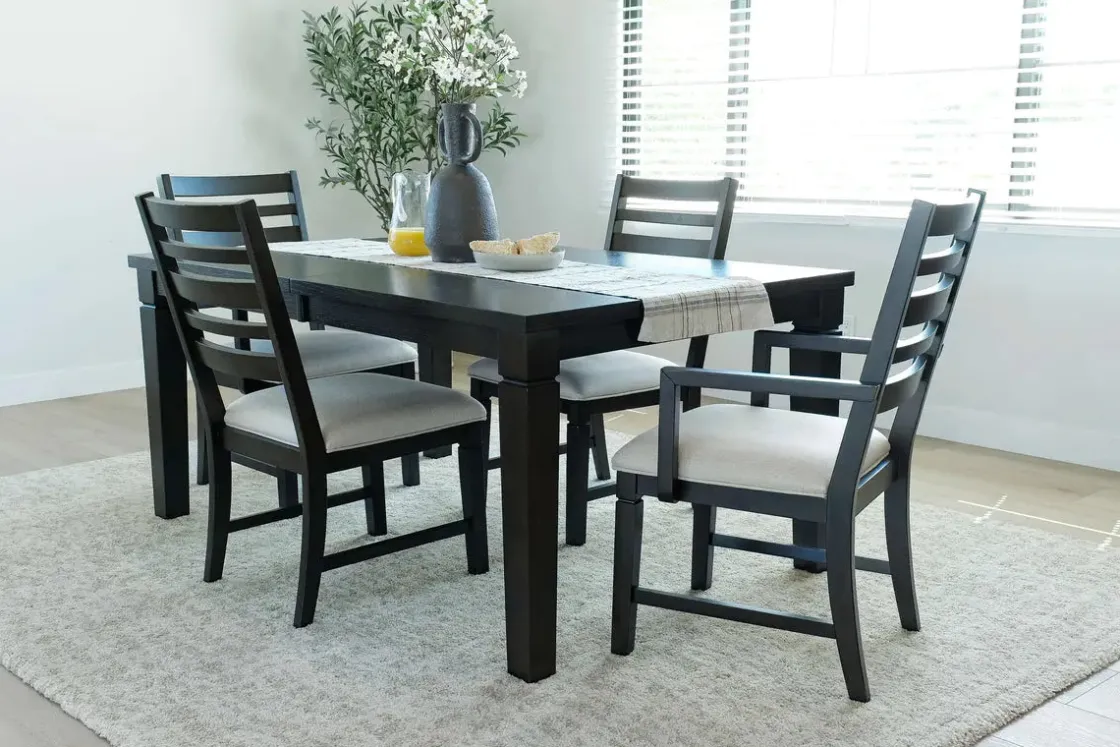 Mor Furniture Lincoln Dining Table, 2 Side Chairs & 2 Arm Chairs In Dark Espresso