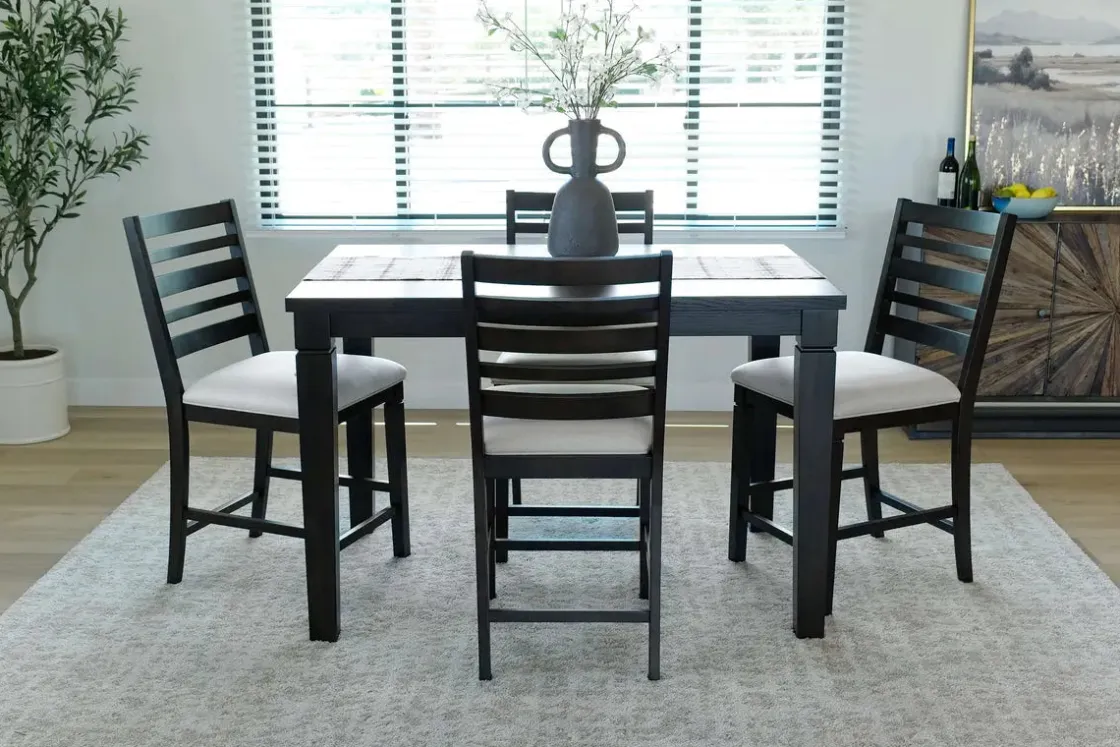 Mor Furniture Lincoln Square Counter Height Dining Table & 4 Stools In Dark Espresso