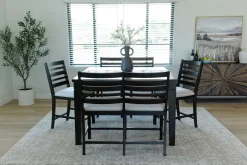 Mor Furniture Lincoln Square Counter Height Dining Table, 4 Stools & Bench In Dark Espresso