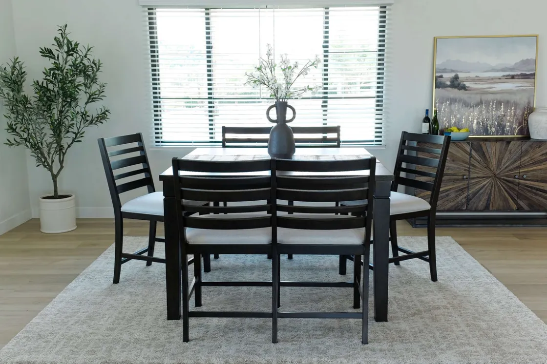 Mor Furniture Lincoln Square Counter Height Dining Table, 4 Stools & Bench In Dark Espresso