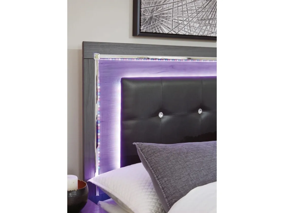 Mor Furniture Lodanna Panel Bed, Dresser, Mirror & Nightstand In Gray
