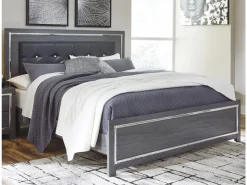Mor Furniture Lodanna Panel Bed, Dresser, Mirror & Nightstand In Gray
