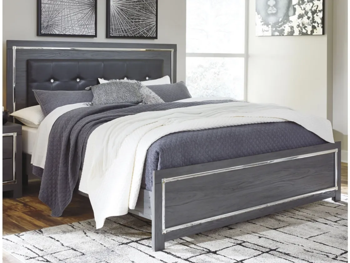 Mor Furniture Lodanna Panel Bed, Dresser, Mirror & Nightstand In Gray