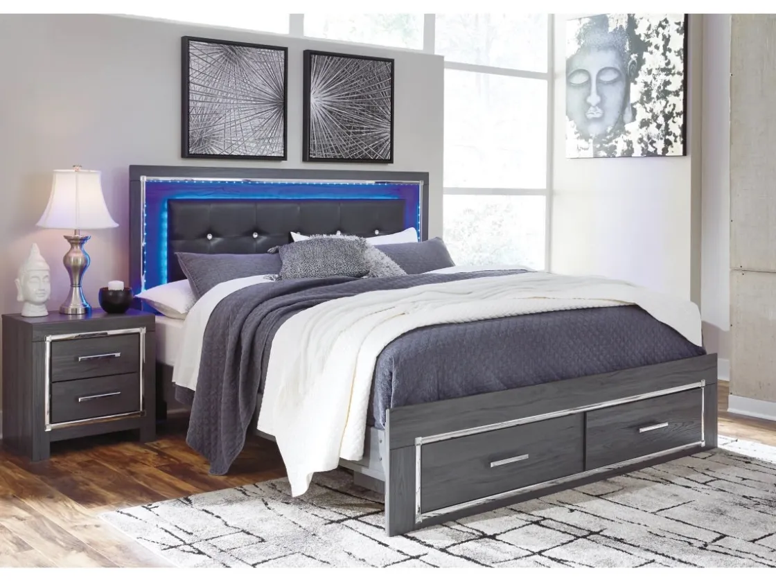 Mor Furniture Lodanna Panel Bed W/ Storage In Gray, Full