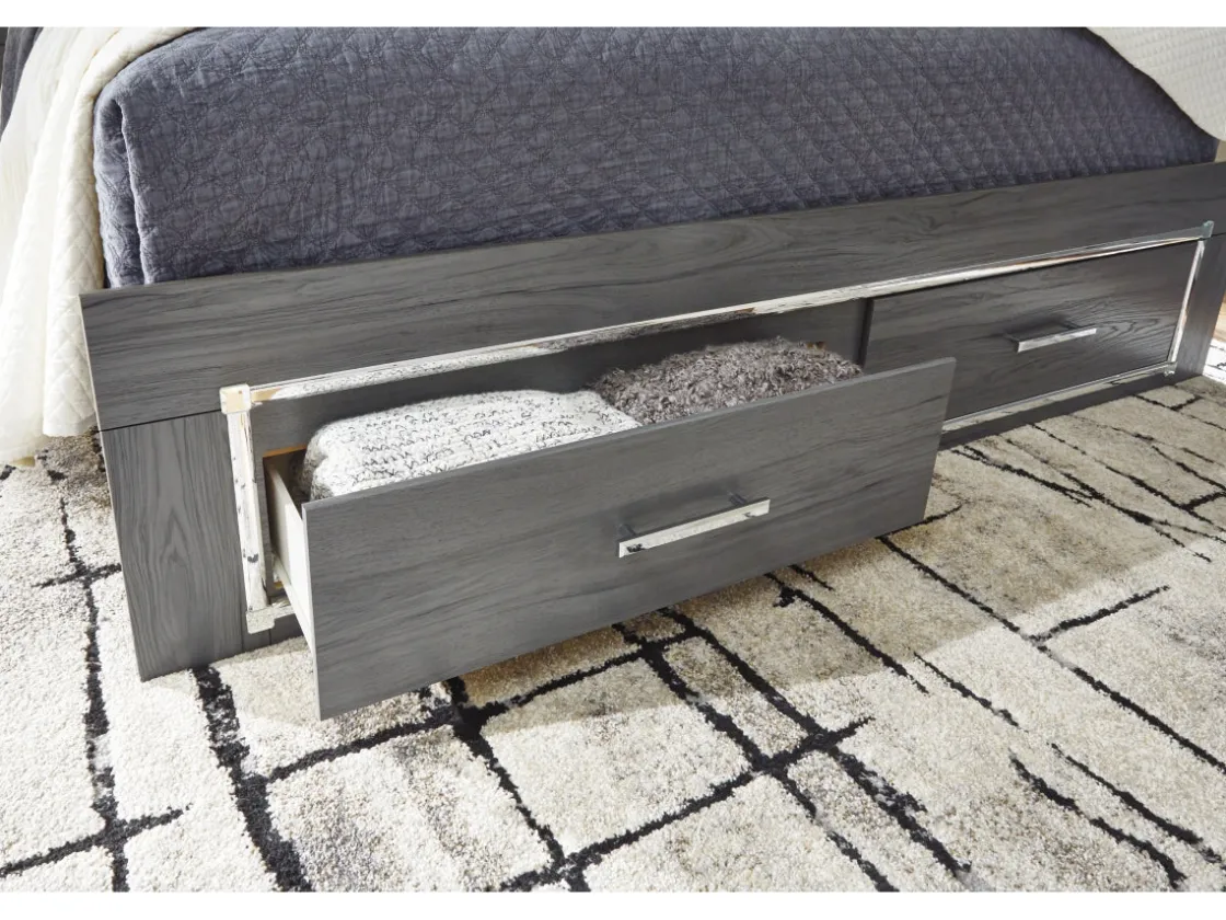 Mor Furniture Lodanna Panel Bed W/ Storage, Dresser, Mirror & Nightstand In Gray, Full