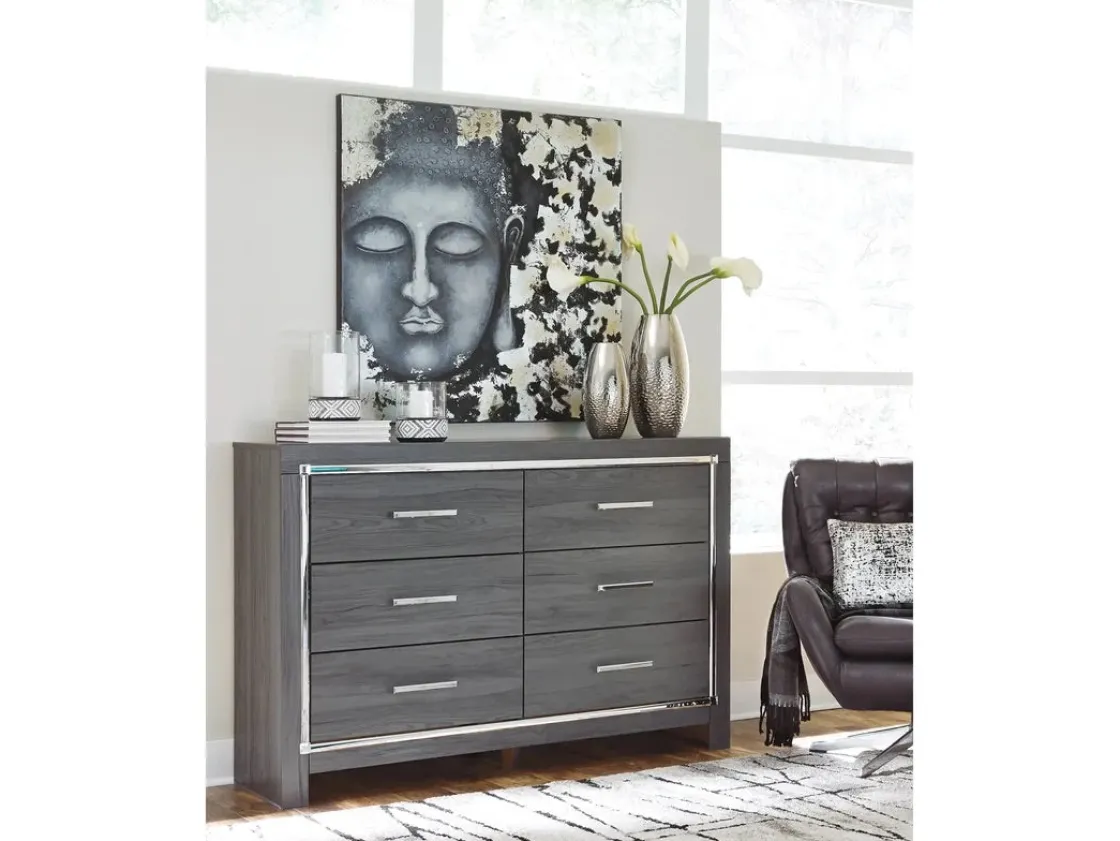 Mor Furniture Lodanna Panel Bed W/ Storage, Dresser, Mirror & Nightstand In Gray, Full