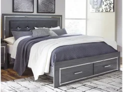 Mor Furniture Lodanna Panel Bed W/ Storage, Dresser, Mirror & Nightstand In Gray, Full