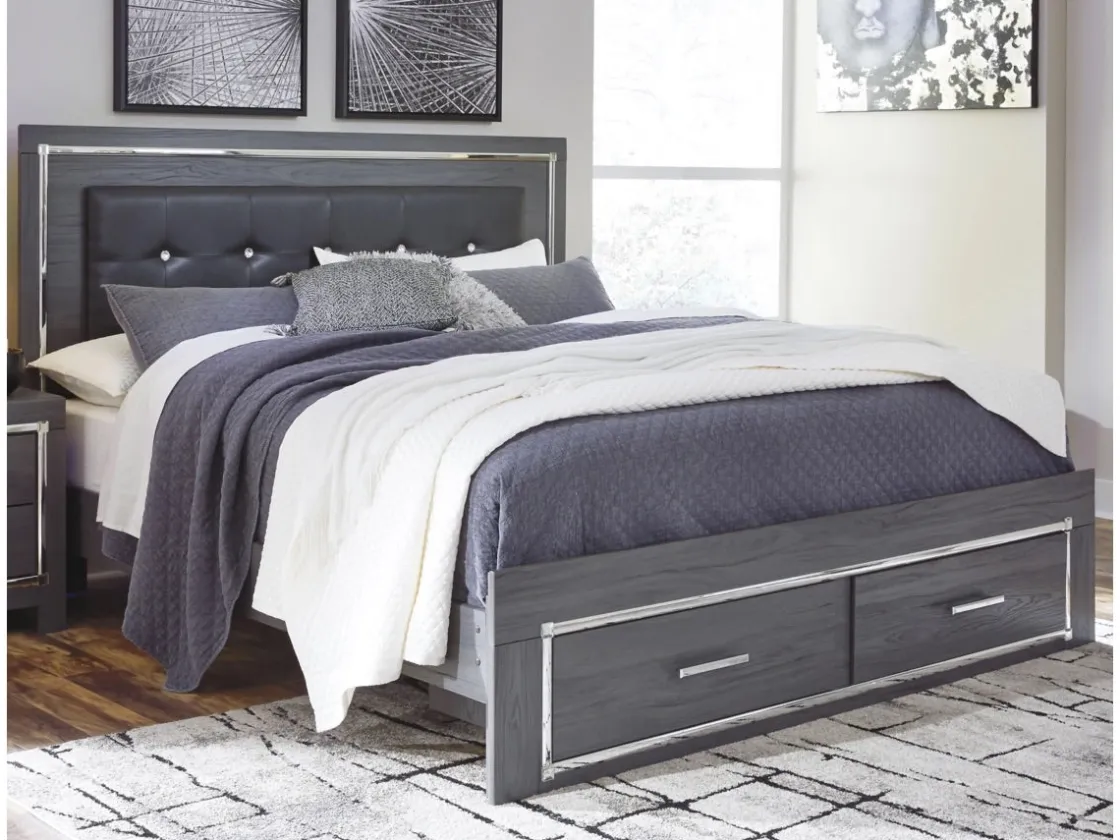 Mor Furniture Lodanna Panel Bed W/ Storage, Dresser, Mirror & Nightstand In Gray, Full