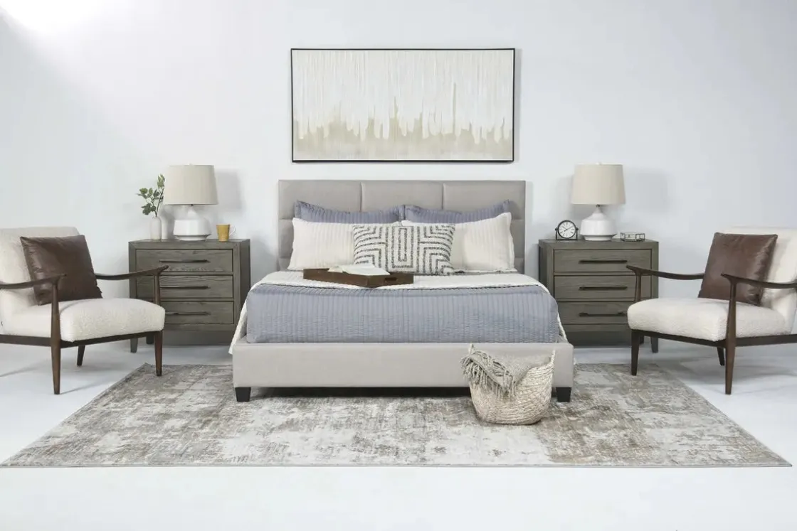 Mor Furniture Loft 9 Upholstered Panel Bed In Sand, Twin